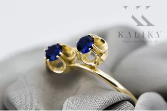 14k żółte złoto Szafir Pierścionek Klasyczny Vintage vrc266y